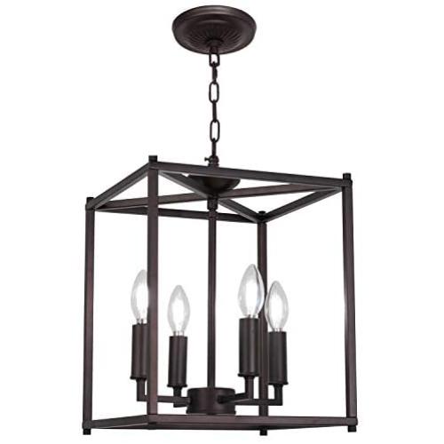 Farmhouse Lighting Chandelier Light Fixtures Ceiling Hanging Oil Rubbed Bronze 4 Lights E12 Base for Entryway Dining Room Lights by Lucidce