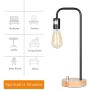 Industrial Table Lamp Vintage Table Lamp, Bedside Table Lamp with Wooden Base Desk Lamp for Living Room, Bedroom, Office, Dorm