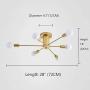 APBEAMLighting Gold Sputnik Chandelier Modern Pendant Lighting Flush Mount Ceiling Light Fixture Dimmable for Living Room Kitchen Dining Room 6 Lights