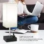 Table Lamp with USB Port, Sailstar Bedside Lamps with 2 Fast USB Charging Ports & AC Outlet, Small Lamp Inlcude Daylight 5000k LED Bulb, Modern Table Lamps for Bedroom Nightstand Living Room