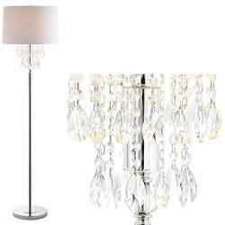 JONATHAN Y JYL2034A Abigail 61'' Crystal/Metal LED Floor Lamp Contemporary,Transitional,Traditional,Glam for Bedrooms, Living Room, Office, Reading, Clear/Chrome