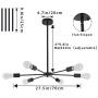 LUVISI 6 Lights Black Chandlers,Sputnik Chandeliers Vintage Mid-Century Ceiling Light Fixture,Industrial Hanging Lamps for Dining Room Bedroom Kitchen Living Room Foyer Hallway