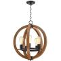 Cass Oil Rubbed Bronze Painted Wood Orb Pendant Chandelier 19'' Wide Modern Farmhouse 5-Light Fixture for Dining Room House Foyer Kitchen Island Entryway Bedroom Living Room - Possini Euro Design