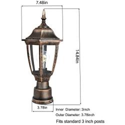 FUDESY 2-Pack FUDESY Outdoor Post Light Pole Lantern Lighting Fixture with E26 Socket 3000K LED Edison Filament Bulb Included (Corded-Electric), Anti Corrosion Plastic Materials, Bronze, FDS2543G