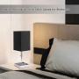 Bedside Lamp with Charging Outlet, Dicoool Table Lamps for Bedroom, Living Room, Small Lamps for Nightstand with Pull Chain Control, Bedroom Lamp w/ Black Shade & Silver Base, Bulb not Included