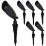 MarsLG ALS1 Aluminum Low Voltage Landscape Directional Spot Up Light in Black Finish with Ground Spike and Free MR16 LED Bulb (6-Pack), 36UL02BKx6