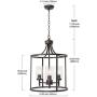 VINLUZ Industrial 3-Light Kitchen Island Chandelier Oil Rubbed Bronze with Clear Glass Shade, Modern Cage Pendant Lighting Farmhouse Metal Hanging Ceiling Light Fixture for Dining Room Bar