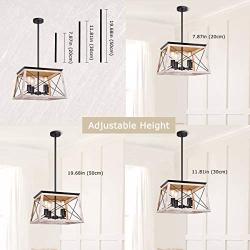 Henveton 4-Light Pendant Light, Industrial Kitchen Island Lighting Fixtures Metal Vintage Farmhouse Chandeliers Ceiling Linear Fixture for Dining Toom, Pool Table