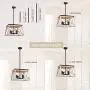 Henveton 4-Light Pendant Light, Industrial Kitchen Island Lighting Fixtures Metal Vintage Farmhouse Chandeliers Ceiling Linear Fixture for Dining Toom, Pool Table