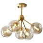 Modo Lighting Sputnik Chandelier 5 Light Glass Globe Chandeliers Brass Flush Mount Ceiling Pendant Light Modern Hanging Light for Bedroom Bathroom Living Room (5 Lights)