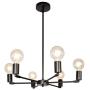 BAODEN 6 Lights Fixture Modern Matte Black Sputnik Chandelier Mid Century Pendant Light Industrial Semi Flush Mount Hanging Lamps for Dining Bedroom Kitchen Lighting
