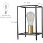 MonDauife Industrial Edison Bulb Metal Cage Table Lamp,Lantern Bedside Desk Lamp Geometric Square Nightstand Light for Living Room Bedroom Patio Office