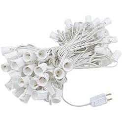 Novelty Lights 100 Foot C9 Outdoor String Light Christmas Stringer - Patio String Lights - Intermediate Base (C9/E17) - 12'' Spacing - White Wire