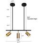 HUOKU 3 Light Pendant Ceiling Fixture,Modern Chandelier, Gold Track Light,Adjustable Height,Island Lights for Kitchen,Dining Room,Living Room,Bar