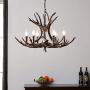 HUITICO Black Antler Chandelier, 6 Light Resin Faux Atler Chandeliers Vintage Style American Countryside Deer Horn Pendant Light Fixtures for Kitchen Island Restaurant Dining Room Cabin