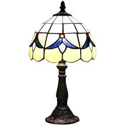 Desk Lamp, XINDA Table Light Tiffany Style Stained Glass Loft Night Light Blue Blossom Pattern Shape 1-Light Decorative Fixture