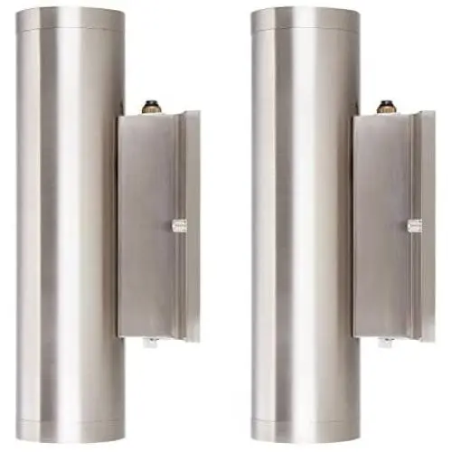 Cloudy Bay 3 Color LED Outdoor Up and Down Porch Light with Photocell,120V 20W 3000K/4000K/5000K Selectable, Dusk to Dawn Photocell, Brushed Nickel, Aluminum Light Body, Weater Resistance,Pack of 2