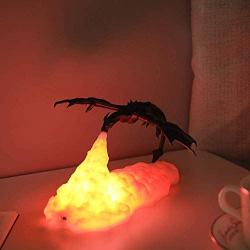 Verdelife LED Lamp, 3D Printed LED Fire Dragon Night Light, for Bedroom Kids Room Bedroom Camping Hiking-USB Rechargeable