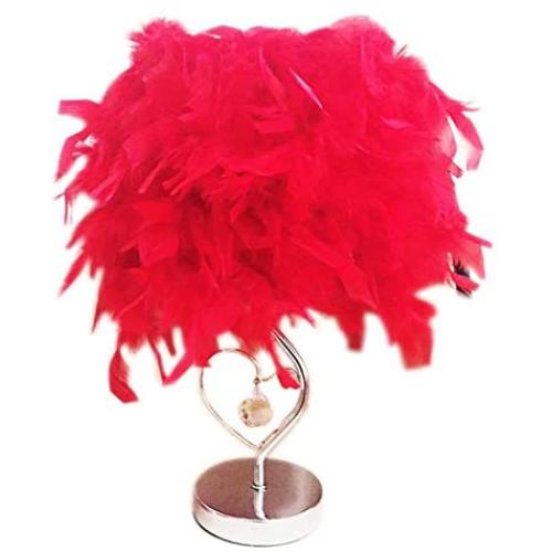 litymitzromq Bedside Desk Lamp, Heart Shape Feather Crystal LED Table Lamp Bedside Light Reading Room Decor for Bedroom, Dresser, Kids Room, College Dorm, Coffee Table, Bookcase