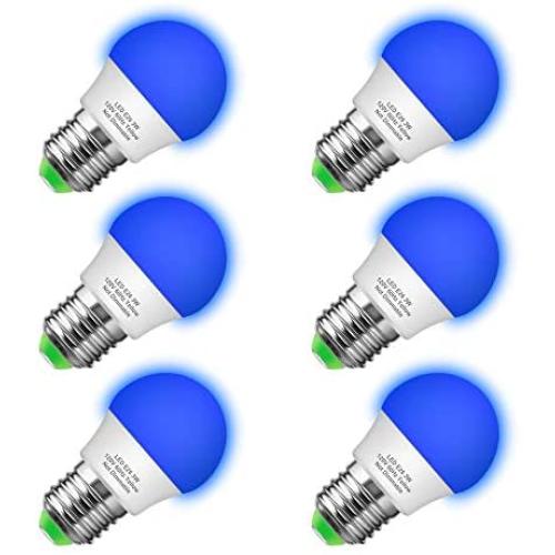 Briignite LED Blue Light Bulbs, G14 Globe Bulb, 25-Watt Equivalent LED E26 Edison Bulb Base (3W), Mood Lights Non-Dimmable Decorative LED Night Light, for Bathroom, Outdoor, Porch Lighting, 6 Pack Briignite LED Blue Light Bulbs, G14 Globe Bulb, 25-Watt Equivalent LED E26 Edison Bulb Base (3W), Mood Lights Non-Dimmable Decorative LED Night Light, for Bathroom, Outdoor, Porch Lighting, 6 Pack