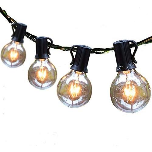 Guddl Outdoor String Lights 25ft Patio Lights with 27 G40 Bulbs (2 Spare) Connectable Globe String Lights for Party Tents Patio Gazebo Porch Deck Bistro Backyard Balcony Pergola Outside Decor