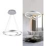 WELAKI LED Chandelier Modern LED Pendant Light 2 Rings Acrylic Modern Pendant Lighting Fixture for Dining Room Living Room Kitchen Island Bedroom 60W Natural White 6000K Silver (Type 1)