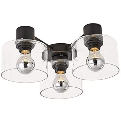 TeHenoo 3-Light Semi-Flush Mount Ceiling Light, Clear Glass Ceiling Light Fixture with Matte Black Finish for Kitchen,Dining Room,Living Room, Bedroom, Cafe, Bar,Entryway TeHenoo 3-Light Semi-Flush Mount Ceiling Light, Clear Glass Ceiling Light Fixture with Matte Black Finish for Kitchen,Dining Room,Living Room, Bedroom, Cafe, Bar,Entryway