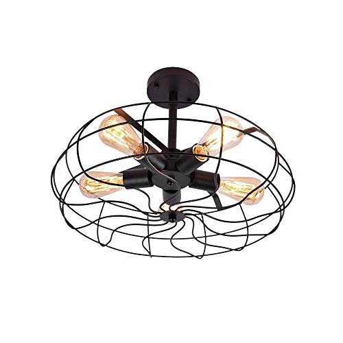 OYI Industrial Laundry Room Light Fixtures, 5 Lights Metal Cage Chandelier, Semi Flush Mount Ceiling Lights Vintage Farmhouse Pendant Hanging Lighting Black OYI Industrial Laundry Room Light Fixtures, 5 Lights Metal Cage Chandelier, Semi Flush Mount Ceiling Lights Vintage Farmhouse Pendant Hanging Lighting Black