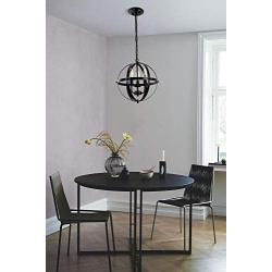 Globe Pendant Lights 3 Lamp Chandelier Black Rural Style Retro Rustic Industrial Vintage Ceiling Light Fixture with Metal Spherical lamp for Dining Room, Porch, Kitchen Island Dining Table Farmhouse