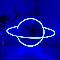 Blue Star Planet Neon Sign Night Light with Create Funny Sleep Environment for Baby Child Kids Bedroom,Game Rooms,Party,Home,USB Cable Battery Night Light Neon Sign for Wall Decor