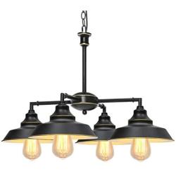 KingSo Lighting 4-Light Chandelier, Oil Rubbed Bronze Island Pendant Light Fixture with Highlights and Metal Shades Perfect for use in a Foyer, Living Room, Dining Room, or Bedroom.