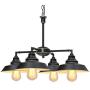 KingSo Lighting 4-Light Chandelier, Oil Rubbed Bronze Island Pendant Light Fixture with Highlights and Metal Shades Perfect for use in a Foyer, Living Room, Dining Room, or Bedroom.