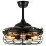 7PM Vintage Ceiling Fan with Light Remote Control Industrial Fandelier Ceiling Fan with Retractable Blades for Living Room Dining Room 42 Inches in Black