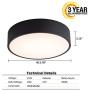 LUCTING Modern LED Ceiling Lamp, 13.8-inch Surface Flush Mount Ceiling Lighting 3500K 18W Warm White Fixture for Hallway Bedroom Foyer Kitchen Living Closet Room(Black)