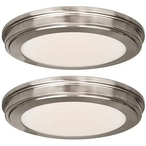 13 inch Flush Mount Ceiling Light, 3000K/4000K/5000K CCT, 20W [180W Equiv.] 1365LM CRI90, Surface Mount LED Light Fixture with Brushed Nickel for Kitchen Bathroom Bedroom, ETL Listed - 2 Pack