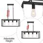 VINLUZ 4 Light Kitchen Island Pendant Light Black Modern Chandelier Industrial Ceiling Hanging Light Fixture for Dining Room Corridor Cafe