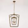 Decomust 17'' Lantern Pendant Light Industrial Vintage Lantern Iron Cage Hanging with 3-Light, Chandelier for Traditional Dining Room Bar Cafe (Gold)