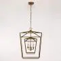 Decomust 17'' Lantern Pendant Light Industrial Vintage Lantern Iron Cage Hanging with 3-Light, Chandelier for Traditional Dining Room Bar Cafe (Gold)