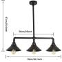 LMSOD 3 Lights Kitchen Lights Ceiling Hanging, Industrial Farmhouse Dining Room Pendant Light Fixture with Metal Shades