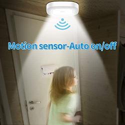 Motion Sensor LED Ceiling Light Battery Operated, WhitePoplar Wireless Motion Sensing Activated LED Light 300LM White Indoor for Closet Cabinet Stairs Kitchen Laundry Bedroom Basement Garage Hallway