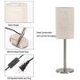 Small Table Lamps for Nightstand Set of 2 with Fabric Shade,TEBLAMPUE Modern Simple Bedside Desk Lamps for Bedroom,Office,Living Room,College Dorm,Silver 16.5'' H