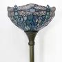 Tiffany Floor Lamp Torchiere Up Lighting W12H66 Sea Blue Stained Glass Crystal Bead Dragonfly Shade Antique Standing Iron Base 1E26 Foot Switch S147 WERFACTORY Lamps Home Office Decoration Gifts
