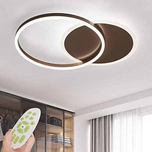 Rings Acrylic Modern Ceiling Light Dimmable LED Ceiling Chandelier with Remote Control Living Room Lamp Dining Table Creative Design Ceiling Lighting for Bedroom Kitchen Island Light (Brown, 2-Ring)