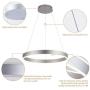 ROYAL PEARL Modern Foyer Pendant Light Dimmable LED Chandelier Adjustable Hanging Pendant Lighting Silver 76W for Living Dining Room Bedroom