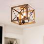 VILUXY Retro Industrial Rectangle Metal Flush Mount Ceiling Light Fixture with Painted Wood Look Finish Shade for Hallway, Entryway, Passway, Dining Room, Bedroom, Balcony Living Room 4-Light VILUXY Retro Industrial Rectangle Metal Flush Mount Ceiling Light Fixture with Painted Wood Look Finish Shade for Hallway, Entryway, Passway, Dining Room, Bedroom, Balcony Living Room 4-Light