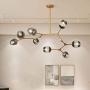 Modern Molecular Chandelier, E26 Nordic Bubble Ball Rotating Ceiling Light with Glass Lampshade, Pendant Lighting Rod Fixtures for Living Dining Room Bedroom Bar(Gold2, 8 Lights)