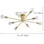 SILJOY Mid-Century Modern Globe 8 Light DNA Gold Chandelier Glass Creative Molecular Ceiling Light Dimmable for Living Room Dining Room