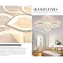 LITFAD 4 Heads Petal Semi Flush Light Monochromatic LED Ceiling Light Fixture 110-120V 40W Modern Acrylic Ceiling Lamp with White Metal Canopy for Living Room Bedroom Restaurant - White
