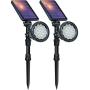 DBF Solar Lights Outdoor, Upgraded 18 LED Waterproof Solar Spotlights Solar Landscape Lights Adjustable Auto On/Off Wall Security Lighting for Garden Yard Pathway Driveway Pool, Pack of 2 (Cool White)