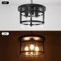 Semi Flush Mount Ceiling Light Fixture, Farmhouse 3-Light Hallway Light Fixtures Ceiling Lighting with Acrylic Material for Kitchen Bedroom, Matte Black